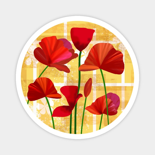 Red Poppies Magnet by Scratch